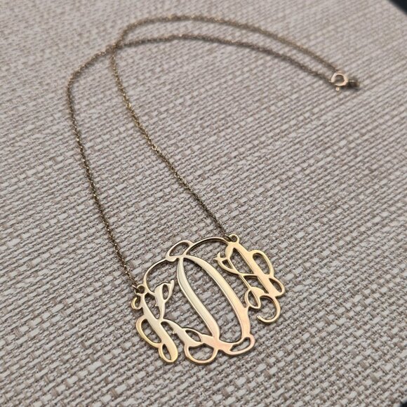 17.5 Inch Gold Over Sterling Silver KDS Initials Chain Necklace A6276 - Picture 2 of 7